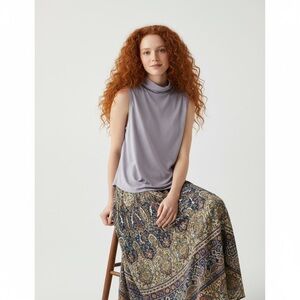 Babaton Relaxed Mock Neck Sleeveless Top - Size S - Lavender/Light Purple